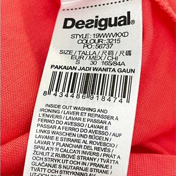 NWT Desigual “blue summer” t-shirt dress in coral pink size Small - Picture 5 of 6
